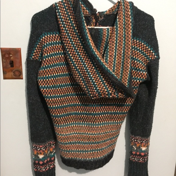 Button Front Woven Free People Hooded Cardigan - Picture 2 of 3